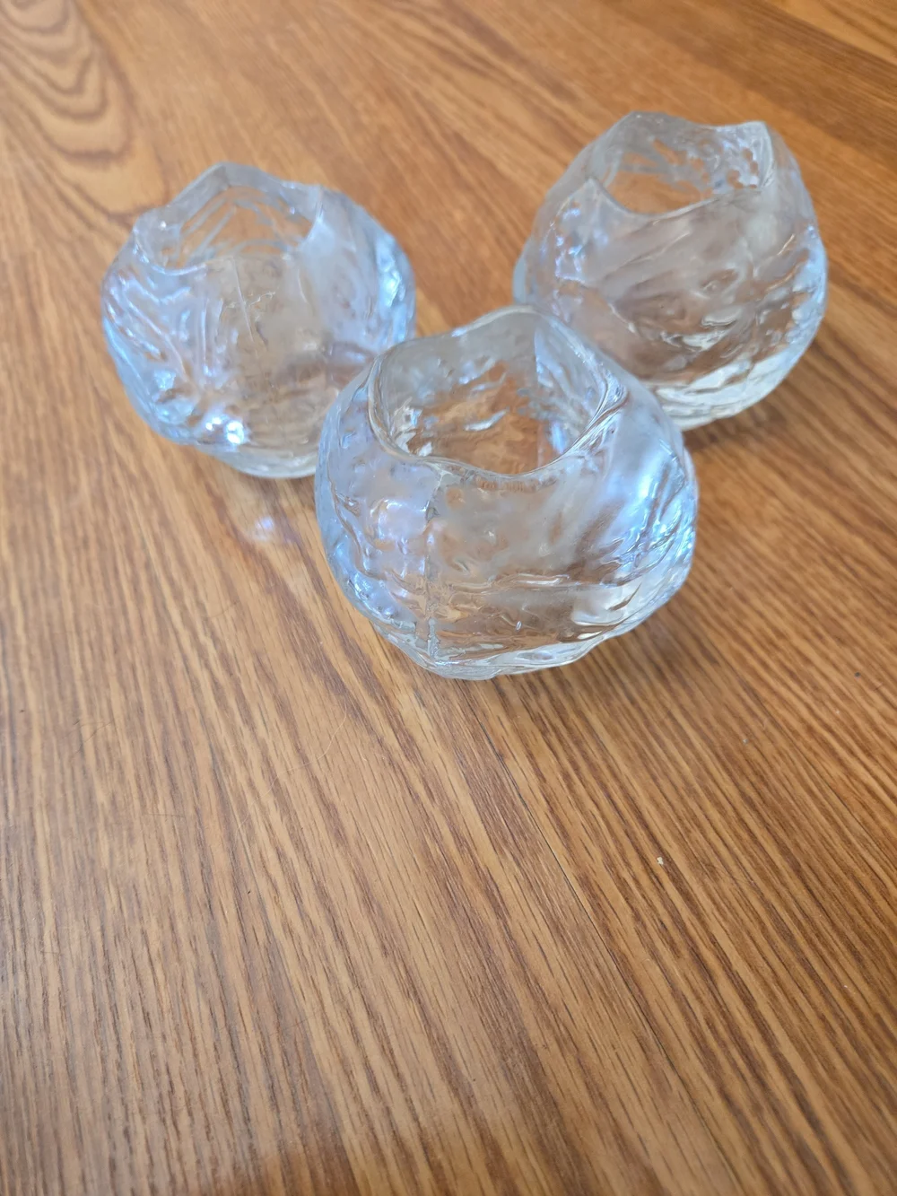Lot of 3 Vintage Kosta Boda Snowball Votive Candle Holder Crystal Art Glass Ice